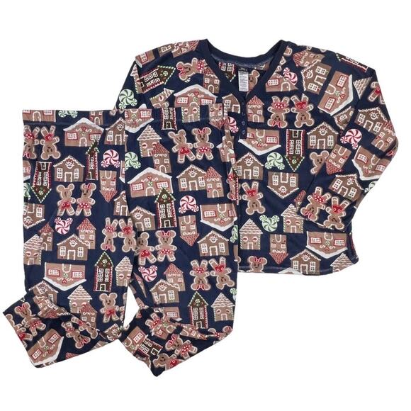 Disney Mickey Mouse Gingerbread House Two-Piece Pajama Set Sleepwear Womens 3X - Picture 6 of 11